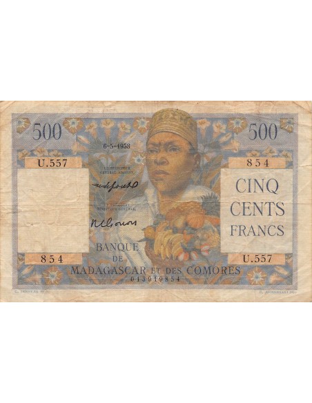 Madagascar 500 francs 1958