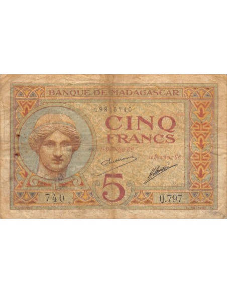 Madagascar 5 francs 1926