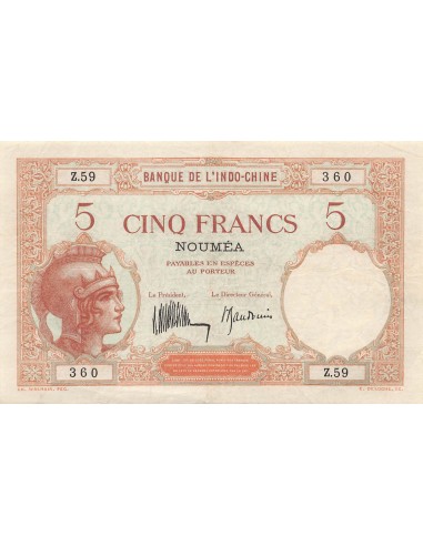 Nle Calédonie 5 francs 1926