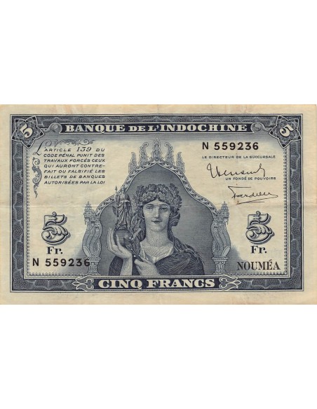 Nle Calédonie 5 francs 1944