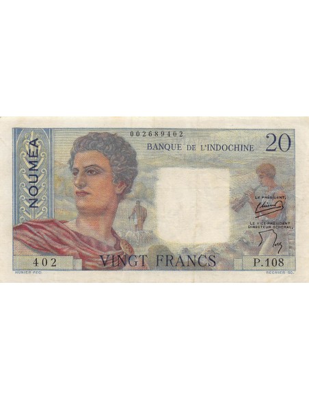 Nle Calédonie 20 francs 1954