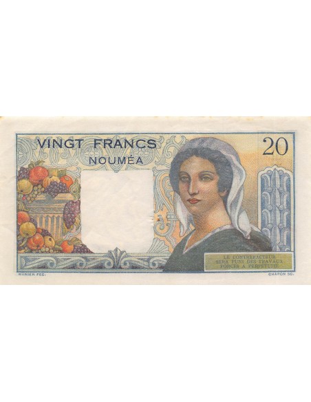 Nle Calédonie 20 francs 1954