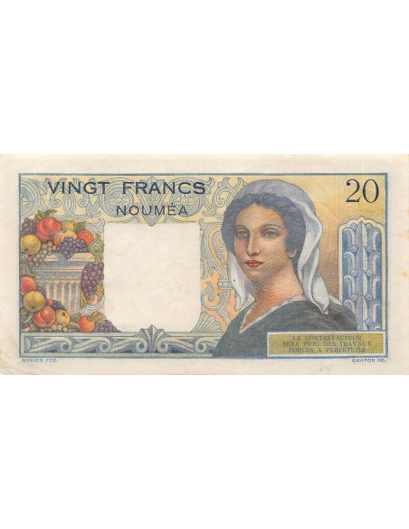 Nle Calédonie 20 francs 1954