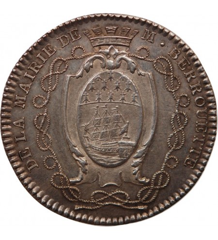 ECHEVINS & MAIRE DE NANTES - JETON ARGENT 1783 "Jean Jacques Berrouette"