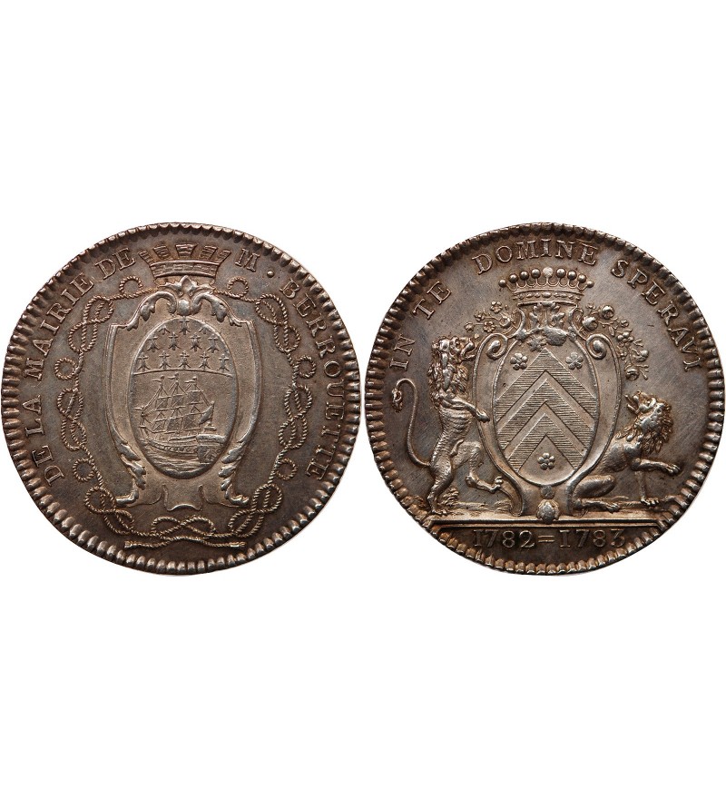 ECHEVINS & MAIRE DE NANTES - JETON ARGENT 1783 "Jean Jacques Berrouette"