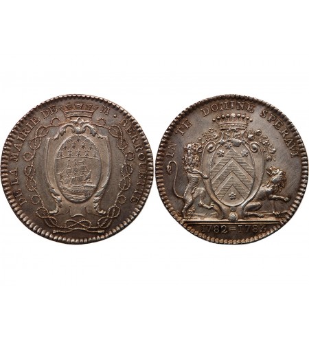 ECHEVINS & MAIRE DE NANTES - JETON ARGENT 1783 "Jean Jacques Berrouette"