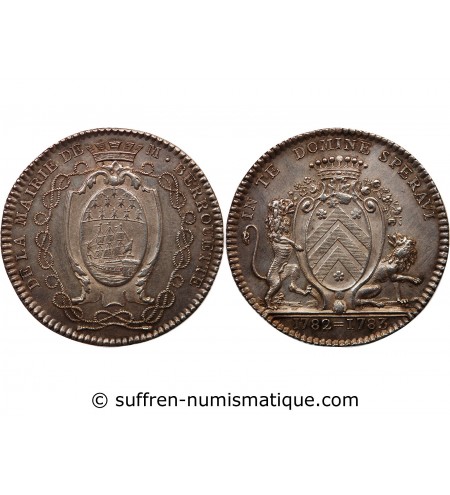 ECHEVINS & MAIRE DE NANTES - JETON ARGENT 1783 "Jean Jacques Berrouette"