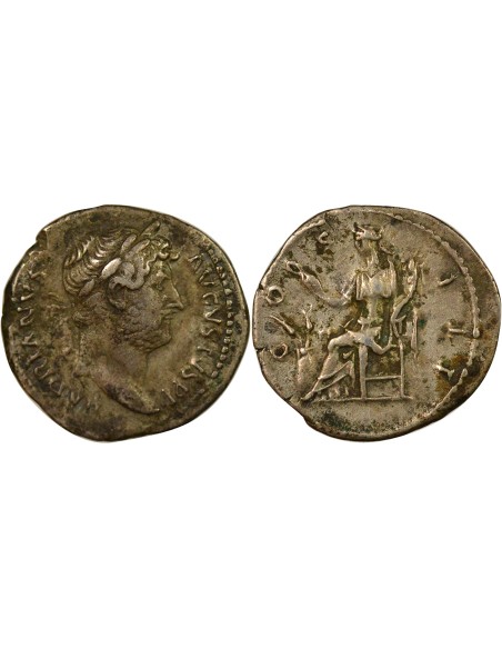 Rome Empire Hadrien Abundantia assise 1 denier Argent 128 R Rome