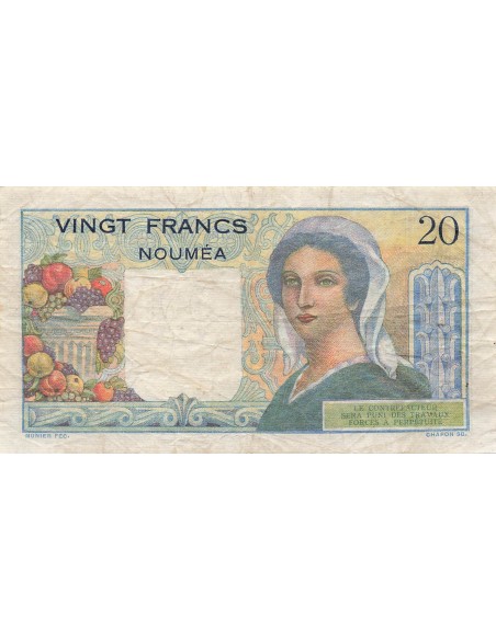 Nle Calédonie 20 francs 1954