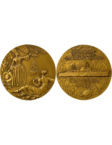 Cie Gén. Transatlantique 1 jeton Bronze 1952 A Paris