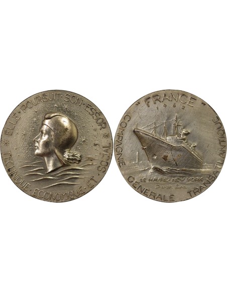 Compagnie Générale Transatlantique 1 jeton Argent 1962 A Paris