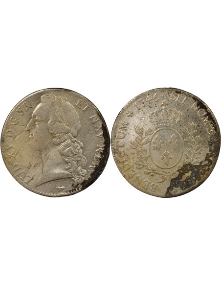 Louis XV au Bandeau 1 écu Argent 1746 A - Paris
