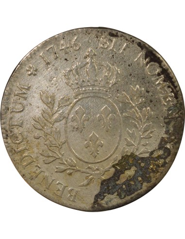 Louis XV au Bandeau 1 écu Argent 1746 A - Paris