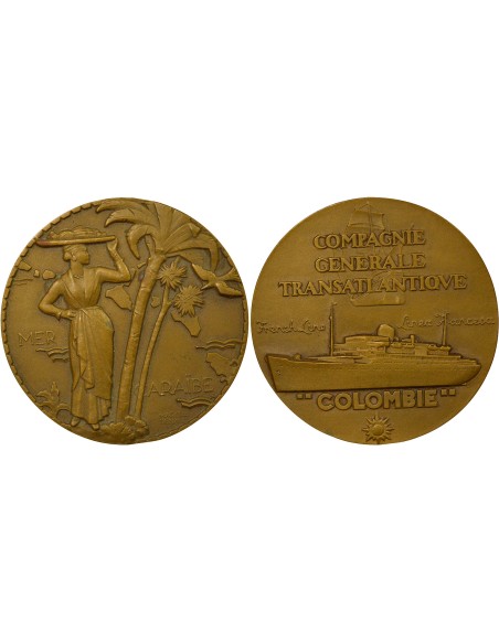 Cie Gén. Transatlantique 1 jeton Bronze 1950 A Paris