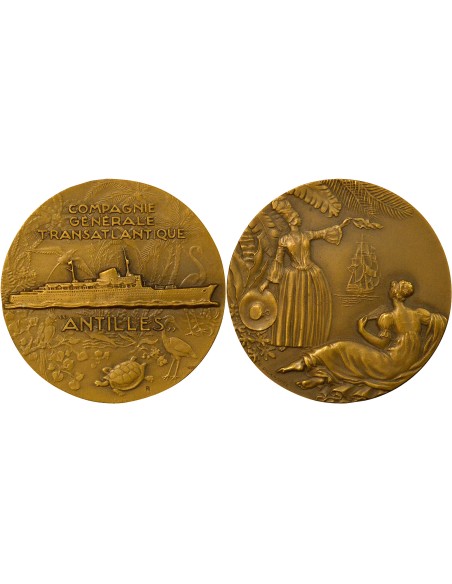 Cie Gén. Transatlantique 1 jeton Bronze 1952 A Paris