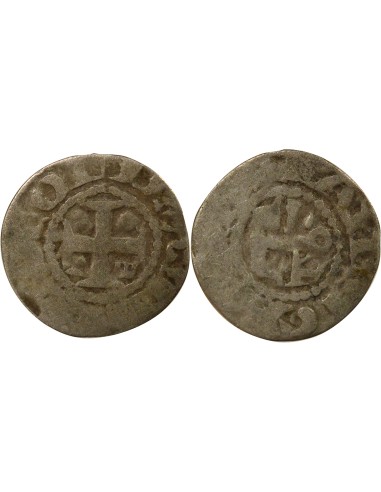 au nom de Foulques 1 denier Argent 1160-1190 F Angers