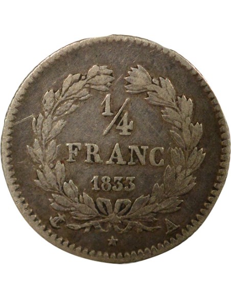 Louis-Philippe Ier 1/4 franc Argent 1833 A - Paris