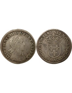 Louis XIV à la Mèche Courte 1/12 écu Argent 1643 A - Paris