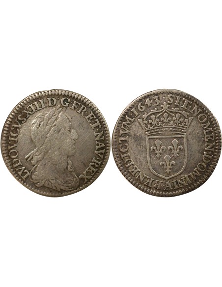 Louis XIV à la Mèche Courte 1/12 écu Argent 1643 A - Paris