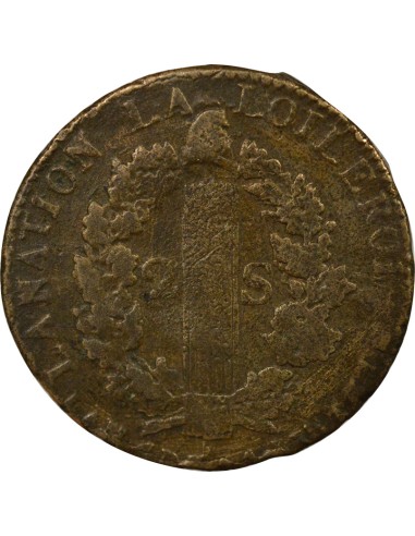 Louis XVI Au Faisceau 2 sols Cuivre 1792 R Orléans