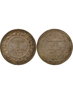 Tunisie Naceur Bey 2 francs Argent 1916 A Paris