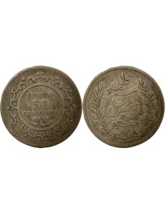 Tunisie Ali III Bey 50 centimes Argent 1891 A - Paris