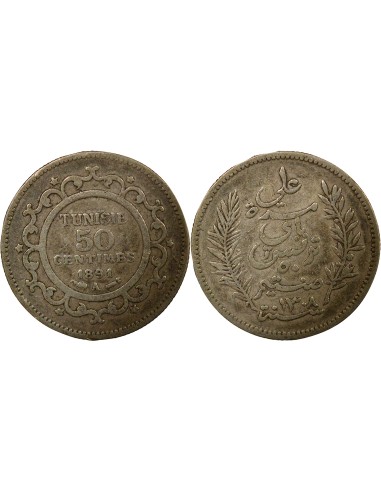 Tunisie Ali III Bey 50 centimes Argent 1891 A - Paris