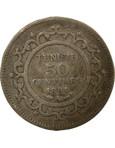 Tunisie Ali III Bey 50 centimes Argent 1891 A - Paris 2