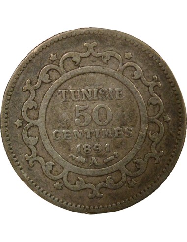 Tunisie Ali III Bey 50 centimes Argent 1891 A - Paris