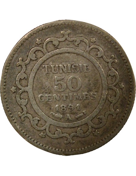 Tunisie Ali III Bey 50 centimes Argent 1891 A - Paris