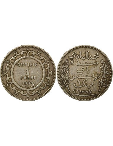 Tunisie Hédi Bey 1 franc Argent 1904 A - Paris