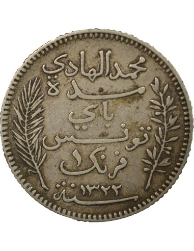Tunisie Hédi Bey 1 franc Argent 1904 A - Paris