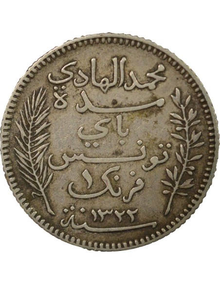 Tunisie Hédi Bey 1 franc Argent 1904 A - Paris