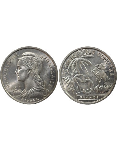 Comores 5 francs Aluminium 1964 A Paris