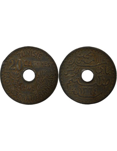 Tunisie Lamine Bey 20 centimes Zinc 1945 A Paris