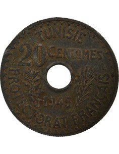 Tunisie Lamine Bey 20 centimes Zinc 1945 A Paris 2