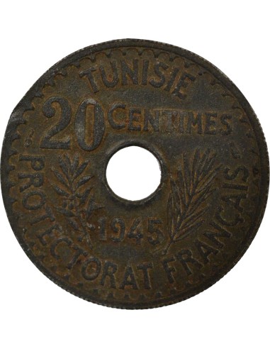 Tunisie Lamine Bey 20 centimes Zinc 1945 A Paris