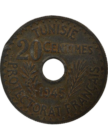 Tunisie Lamine Bey 20 centimes Zinc 1945 A Paris