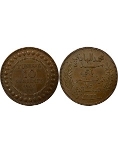 Tunisie Hédi Bey 10 centimes Bronze 1904 A - Paris