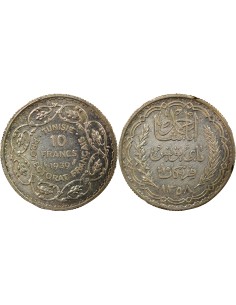 Tunisie Ahmed II Bey 10 francs Argent 1939 A Paris