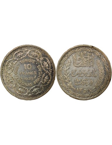 Tunisie Ahmed II Bey 10 francs Argent 1939 A Paris