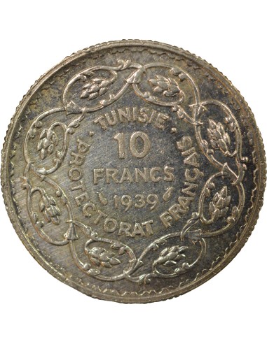 Tunisie Ahmed II Bey 10 francs Argent 1939 A Paris