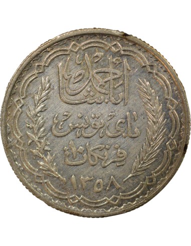 Tunisie Ahmed II Bey 10 francs Argent 1939 A Paris