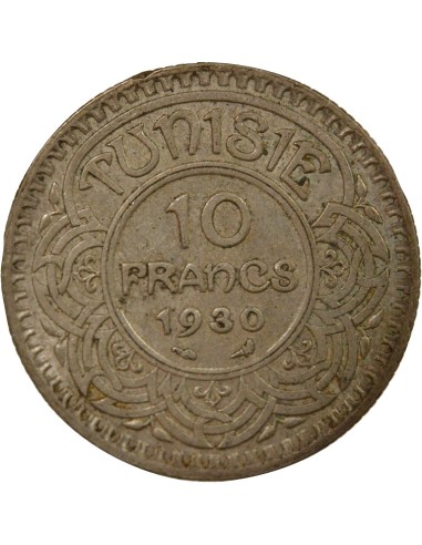 Tunisie Ahmed II Bey 10 francs Argent 1930 A Paris
