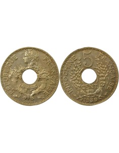 Indo-Chine Fr. 5 centième Maillechort 1939 A Paris