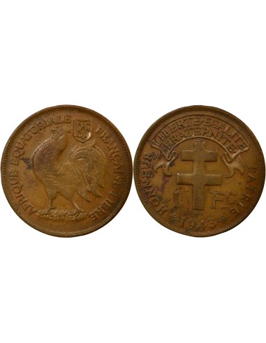Etats de l'Afrique Equatoriale France Libre 1 franc Bronze 1943 SA Pretoria
