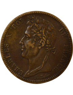 Colonies Françaises Charles X 10 centimes Bronze 1827 H La Rochelle 2