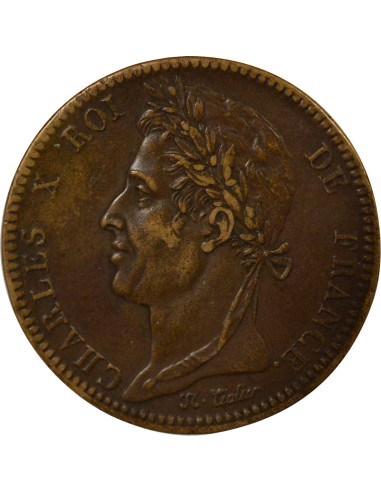 Colonies Françaises Charles X 10 centimes Bronze 1827 H La Rochelle