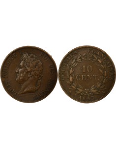 Colonies Françaises Louis-Philippe Ier 10 centimes Bronze 1843 A - Paris