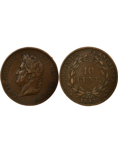 Colonies Françaises Louis-Philippe Ier 10 centimes Bronze 1843 A - Paris